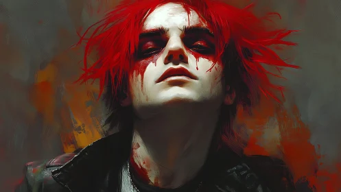 Red-haired punk portrait uses dramatic chiaroscuro and motion