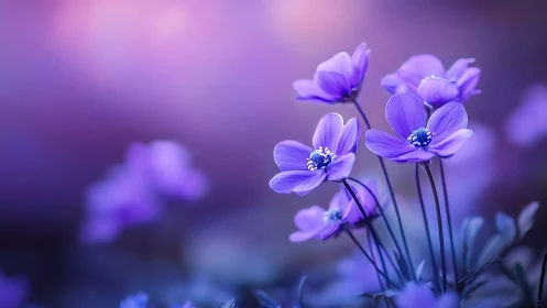 Delicate Purple Flowers Glow in Soft Dreamy Light