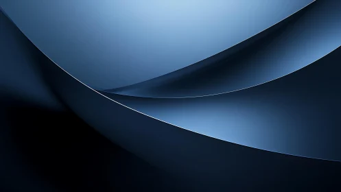Smooth Metallic Blue Abstract Curves on Dark Background.