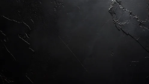 Textured matte-black plaster surface with fractured relief zones.