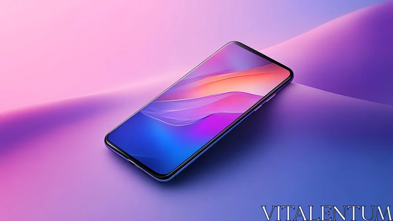 Sleek modern smartphone on colorful gradient background, digital art.
