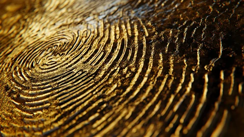 Macro-depth rendering of metallic fingerprint ridges under raking light