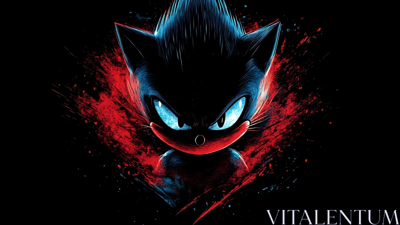 Electric blue hedgehog silhouette emerges from red chaos