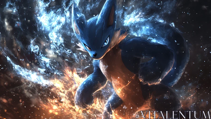 Dynamic elemental creature in high-impact digital painting style.