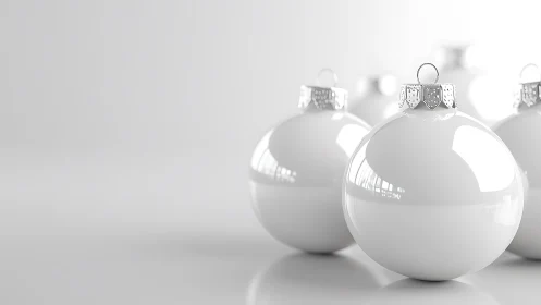 Snow quiet baubles in a minimalist winter hushscape.