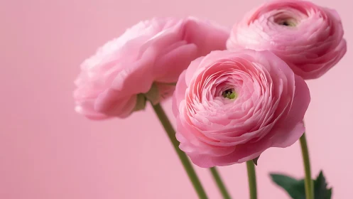 Pink Ranunculus Blooms in Soft Harmony