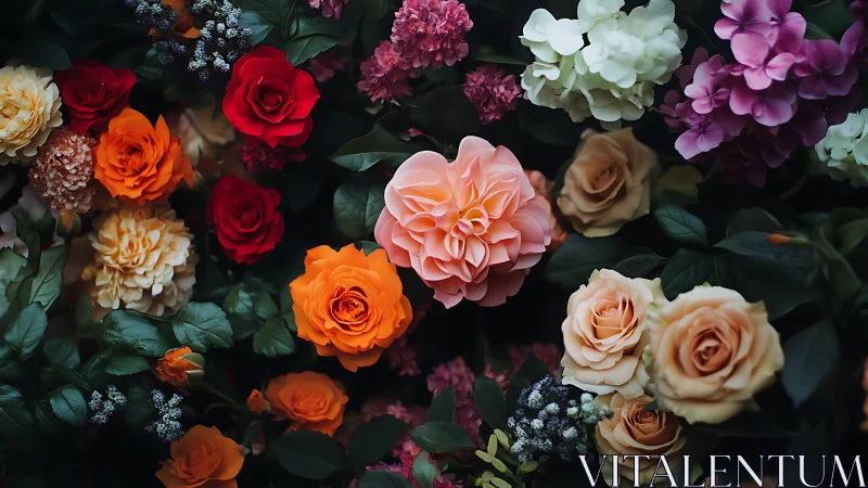 Vibrant Rose Garden with Mixed Bloom Palette.