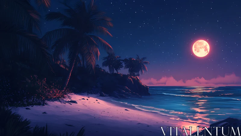 Lunar Paradise: Where Moonlight Meets Tropical Shores.