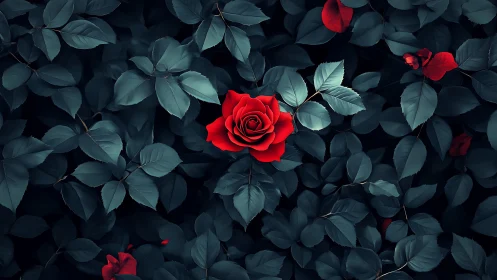 Crimson Roses Hide in Twilight Shadows.