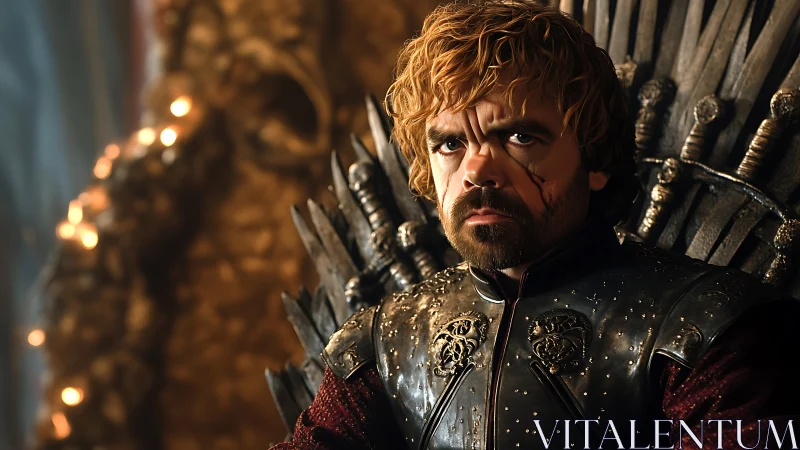 Battle-scarred dwarf warrior sits on dark iron throne