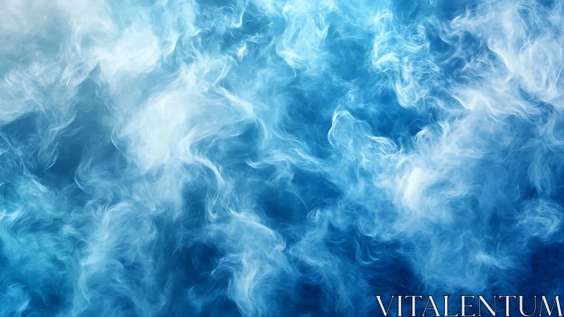 Dreamy Blue and White Abstract Smoke Texture Digital Art.