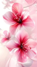 Elegant Pink Flowers with Luminous Petals and Soft Gradient Background