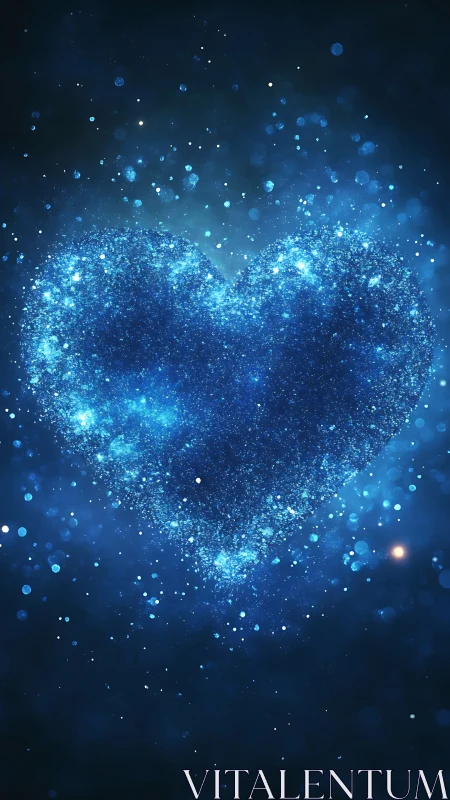 Luminescent Heart Form Composed of Particle Elements.