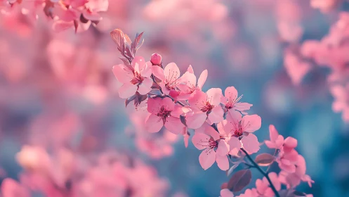 Pink Blossoms in Soft Focus. Delicate Spring Florals.