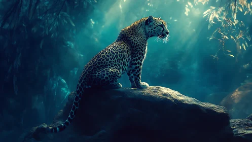 Spotted Sentinel Perches Against Ethereal Turquoise Splendor