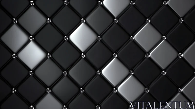 Geometric padded surface displays reflective diamond grid pattern