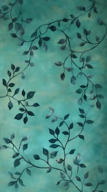 Teal background supports dark vine silhouettes with shimmer