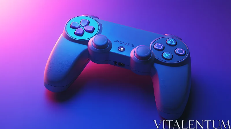 Neon-Rendered PlayStation Controller in Synthwave Gradient.