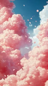 Drifting through pink cotton clouds in a dreamy spring sky.
