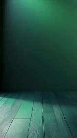 Gradient-lit teal plank floor under controlled studio illumination.