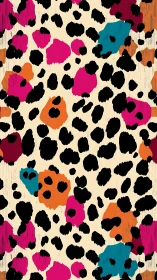 Multicolor abstract leopard print with bold brushstroke rosettes