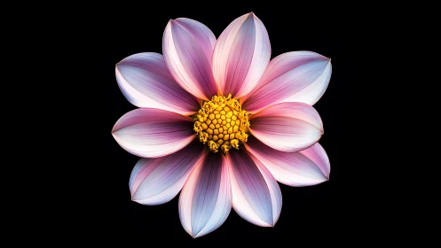 Radiant Pink Cosmos Blossom Unfolds Golden Heart.