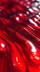 Macro close-up of glossy red fluid waves with bokeh highlights.