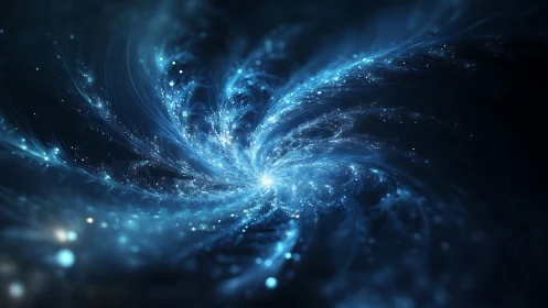 Cosmic blue energy vortex swirling through deep space.