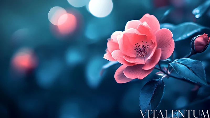 Pink Bloom Glowing in Twilight Enchantment.