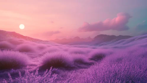 Iridescent magenta valley renders ethereal atmospheric sunset