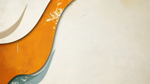 Curved sunburst layers peel across a worn plaster field.