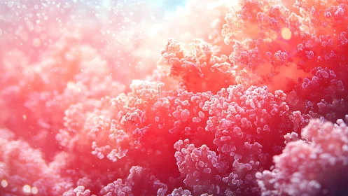 Coral-like pink fractal blooms glow under diffuse light.