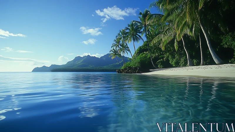 Tropical Volcanic Shoreline with Crystalline Shallow Water and Dense Vegetation