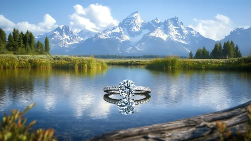 Mountain-lake diamond ring glows like captured glacier light.