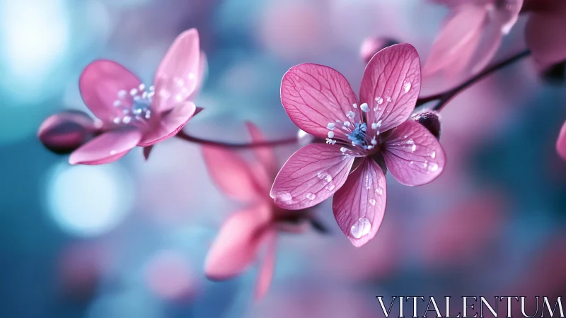 Gentle pink blossoms glowing softly in dreamy morning light.