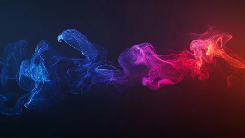 Colored smoke trails form continuous gradient over dark field