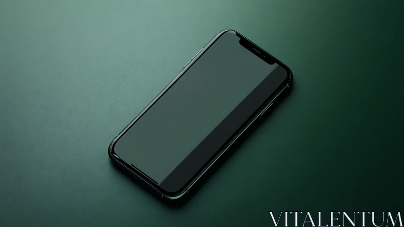 Black Smartphone on Green Surface: Minimalist Product Photography.