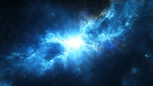 High-energy blue stellar explosion with radiating plasma filaments