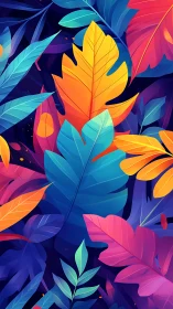 Stylized overlapping tropical leaves in saturated gradients