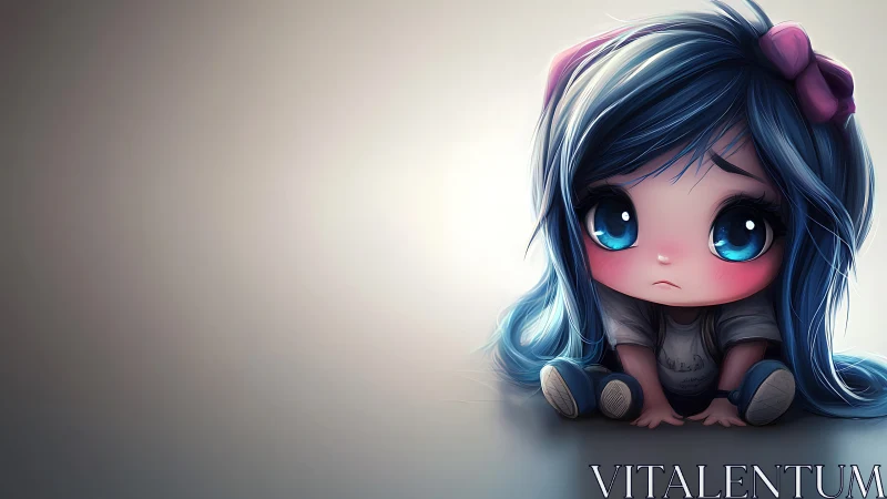 High-gloss chibi portrait with oversized ocular geometry.