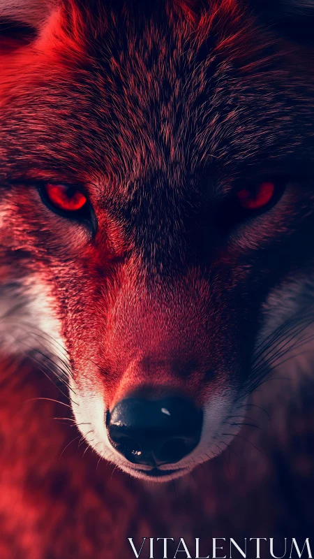 Intense red fox portrait glows with dramatic predatory focus