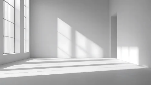 Daylit minimal interior studies geometric shadow projections