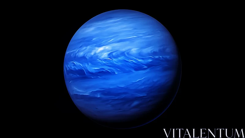 Shimmering blue planet quietly drifts in the deep cosmos