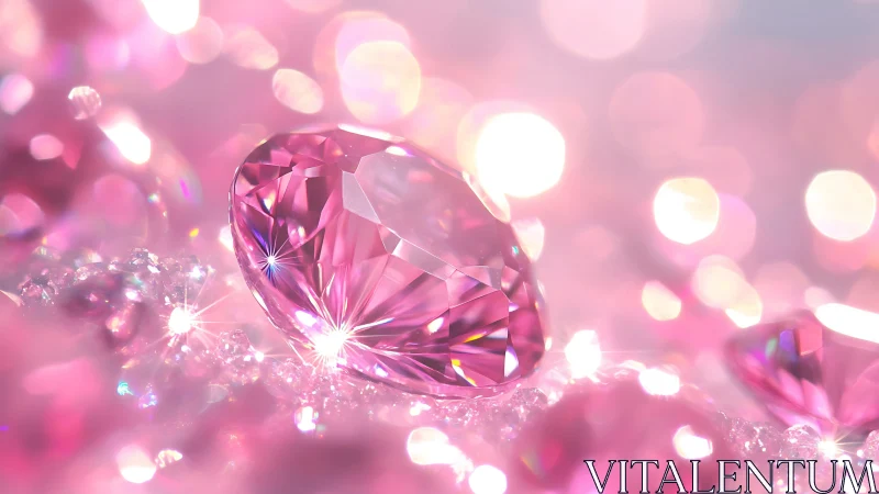 Shimmering pink gemstone basking in dreamy, glowing light.