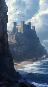 Clifftop Fortress: Medieval Coastal Castle Architecture.