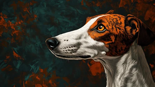 Dog portrait shows detailed digital rendering of hound head