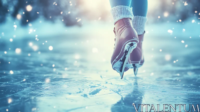 Frost-kissed skates carving silver spells on winter ice.