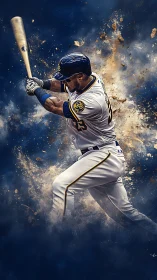 Slugger carves constellations through swirling infield dust