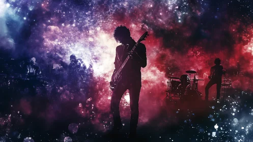 Starlit rock band ignites a cosmic nebula stage of sound.