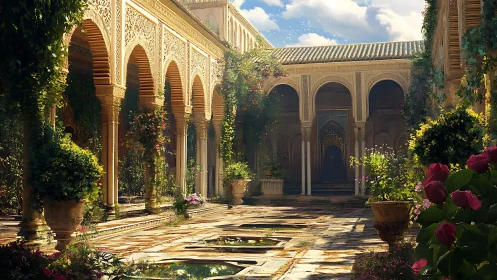 Sunlit arches whisper through a secret Moorish courtyard